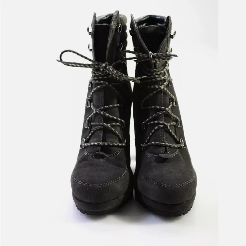 DKNY White Lenni Lace Up Leather Boots Women's 6M New - Picture 2 of 3